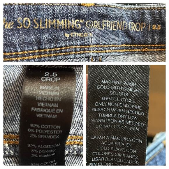 Chico’s 2.5 Jeans So Slimming Girlfriend Crop Mid Rise Medium Wash Women Size 14 - Picture 5 of 8